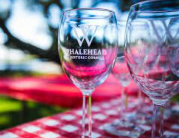 Whalehead Wine Glasses on a Table at the Corolla Cork &amp; Craft Farmers Market