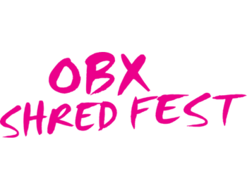 Pink letters "OBX Shredfest"