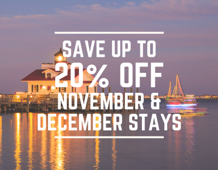 Save up to 20% off November and December Stays