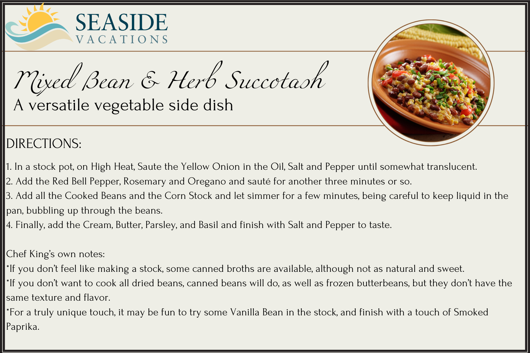 Mixed Bean & Herb Succotash Recipe Card