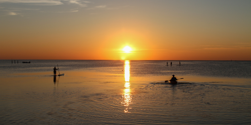 Image of sunset on the sound in Frisco, Hatteras Island.