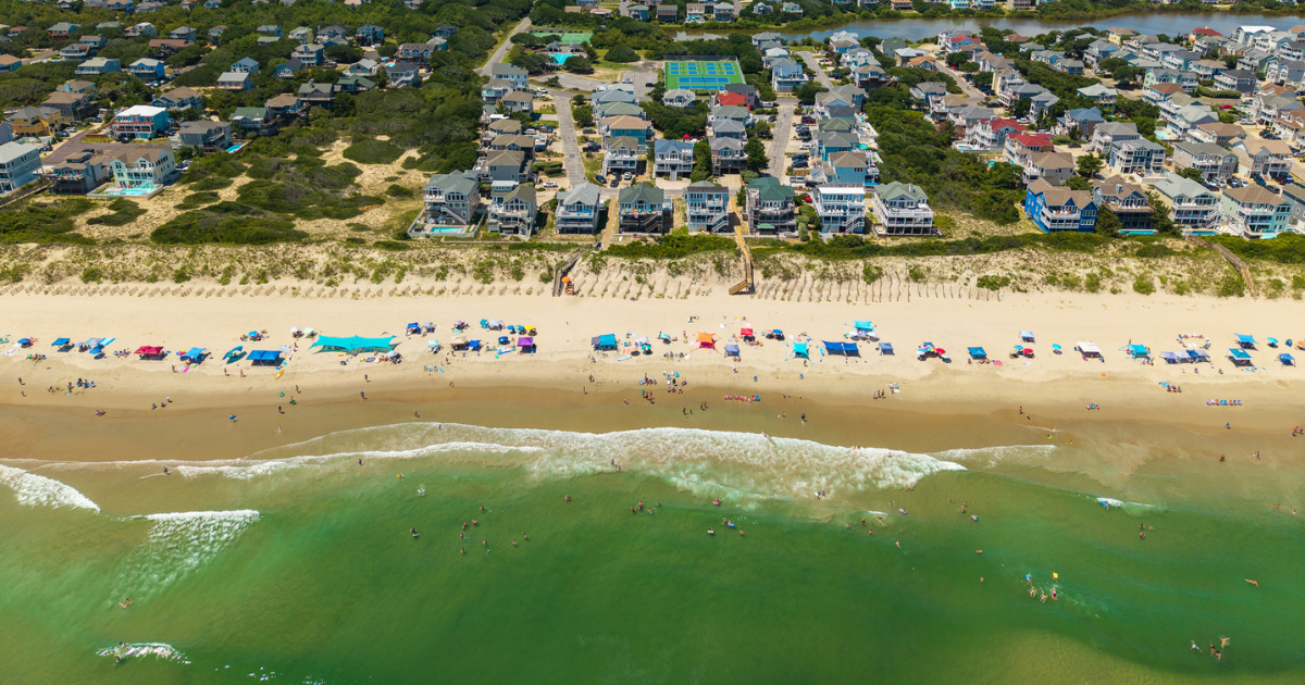 Aerial of Hatteras Island beach.