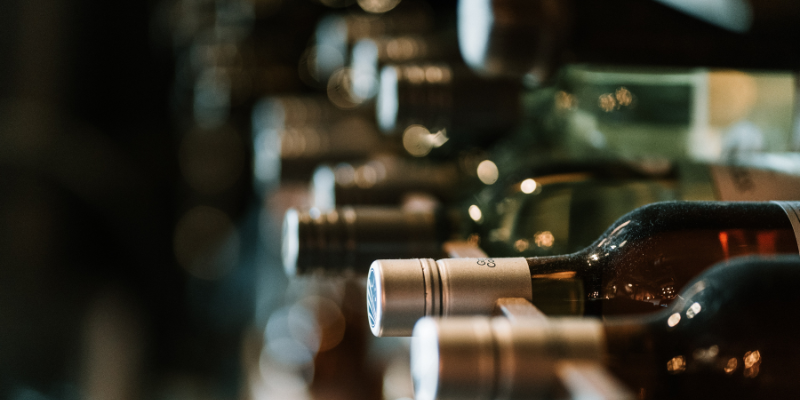 Wine bottles out of focus
