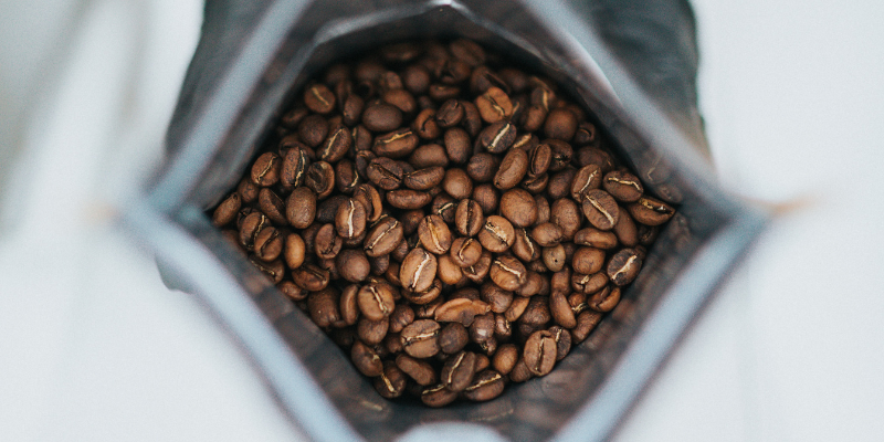 Locally-Roasted Outer Banks Coffee - Image of coffee beans inside a bag