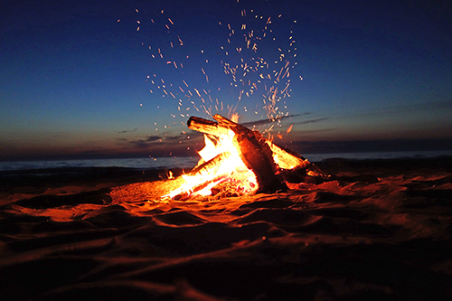 obx beach bonfire at night