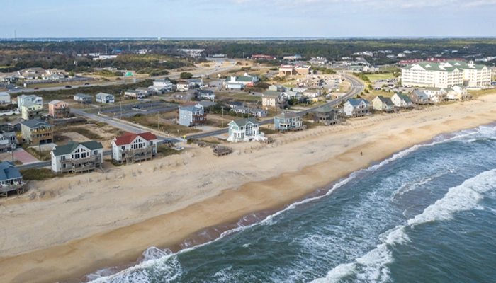 aerial view of outer banks oceanfront properties
